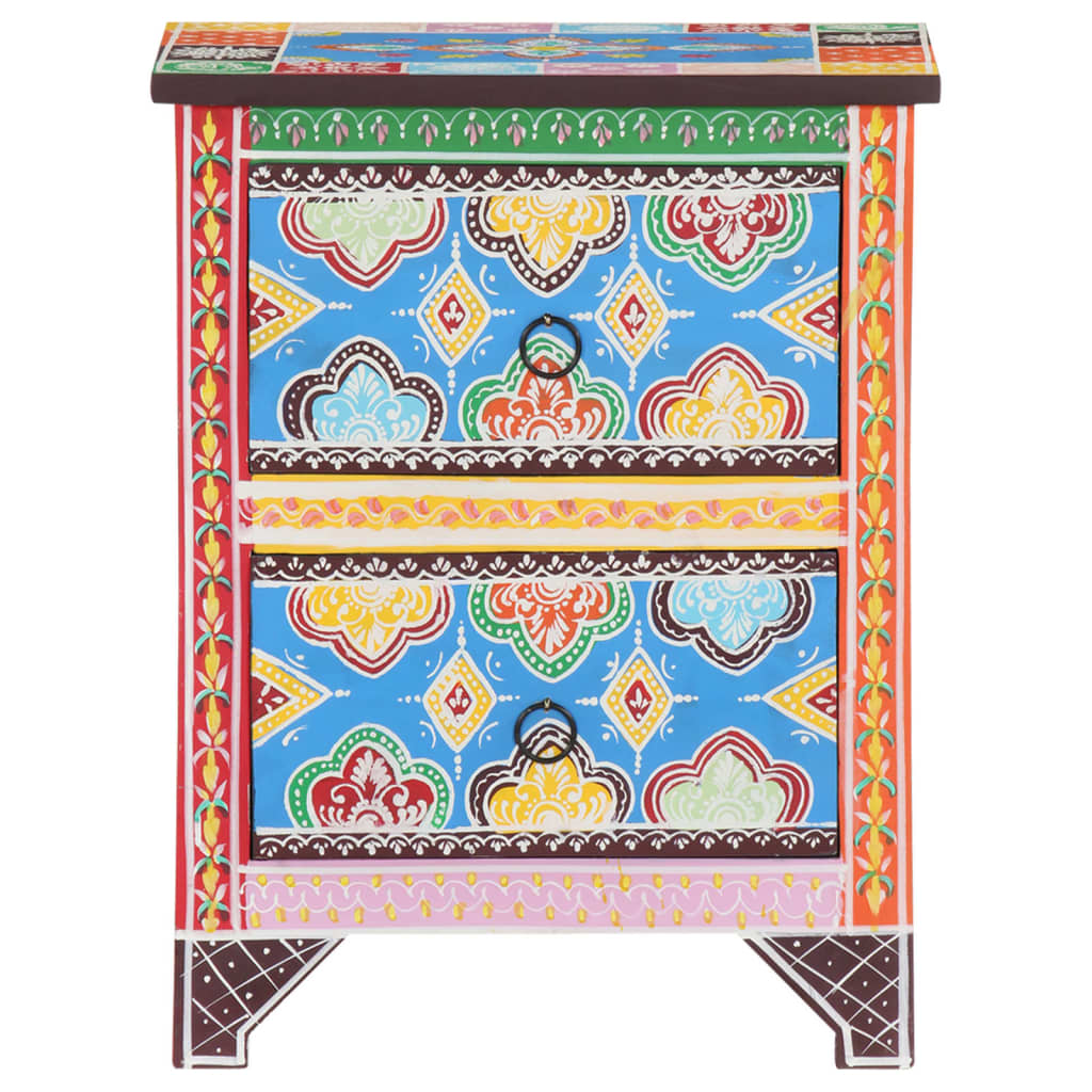 vidaXL Nachttisch Handbemalt 40x30x50 cm Mango Massivholz