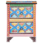 vidaXL Nachttisch Handbemalt 40x30x50 cm Mango Massivholz