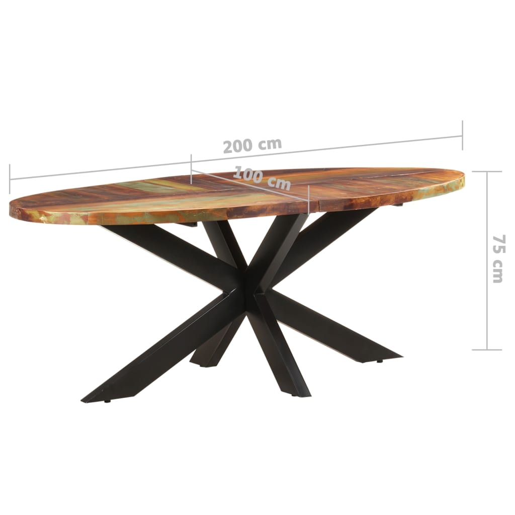 vidaXL Esstisch Oval 200x100x75 cm Altholz Massiv