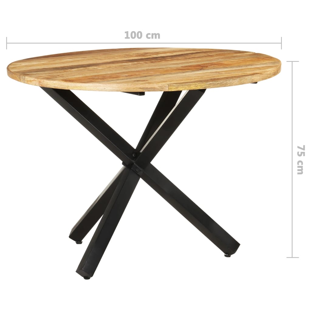 vidaXL Esstisch Rund 100x100x75 cm Raues Mangoholz