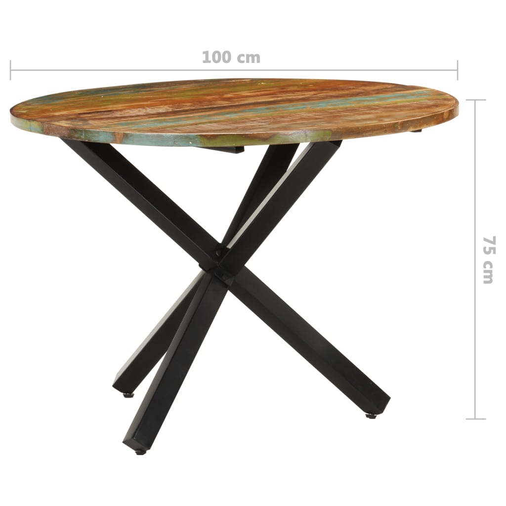 vidaXL Esstisch Rund 100x100x75 cm Altholz Massiv