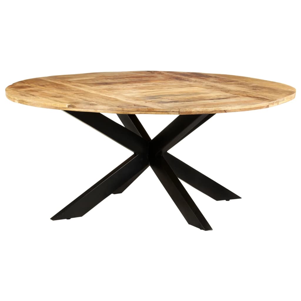 vidaXL Esstisch Rund 100x100x75 cm Raues Mangoholz