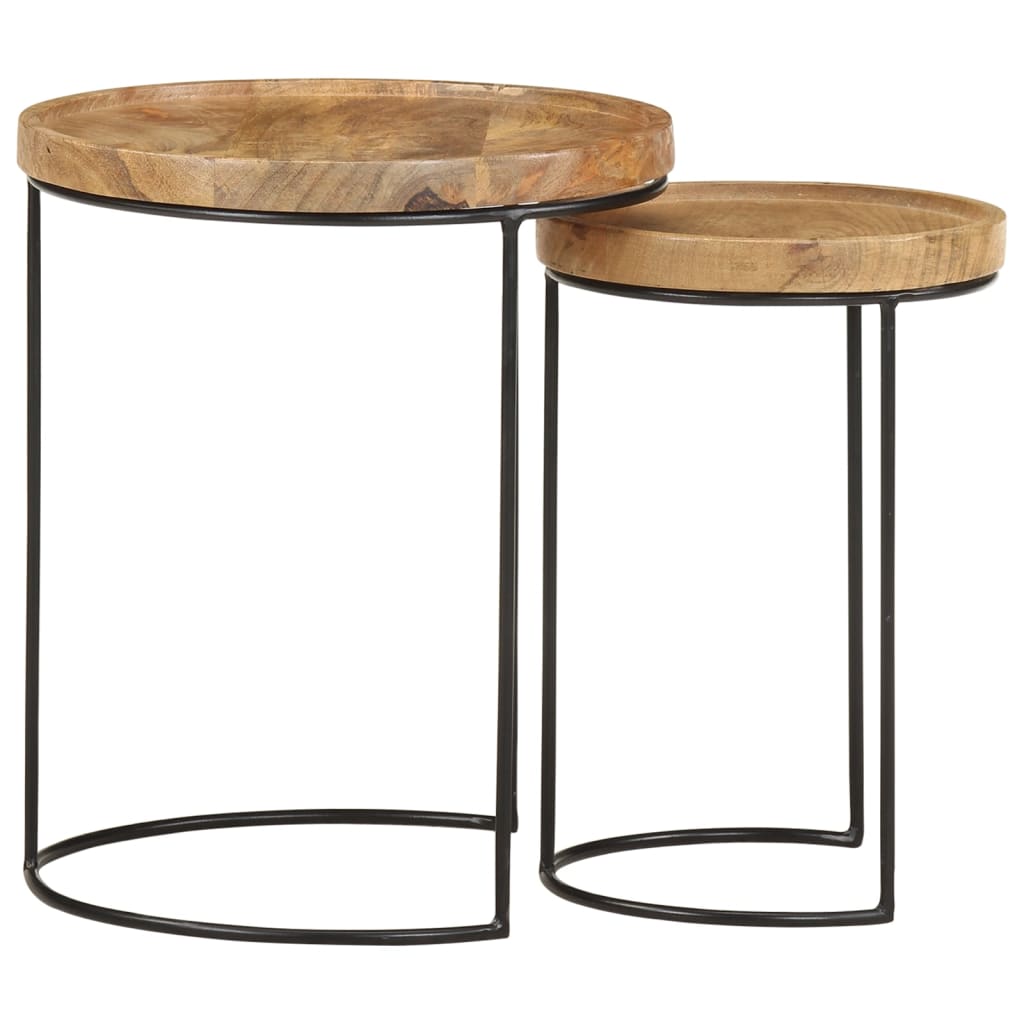 vidaXL 2-tlg. Couchtisch-Set Massivholz Mango und Stahl