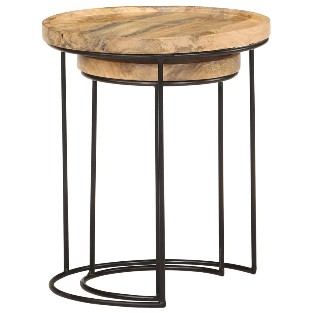 vidaXL 2-tlg. Couchtisch-Set Massivholz Mango und Stahl