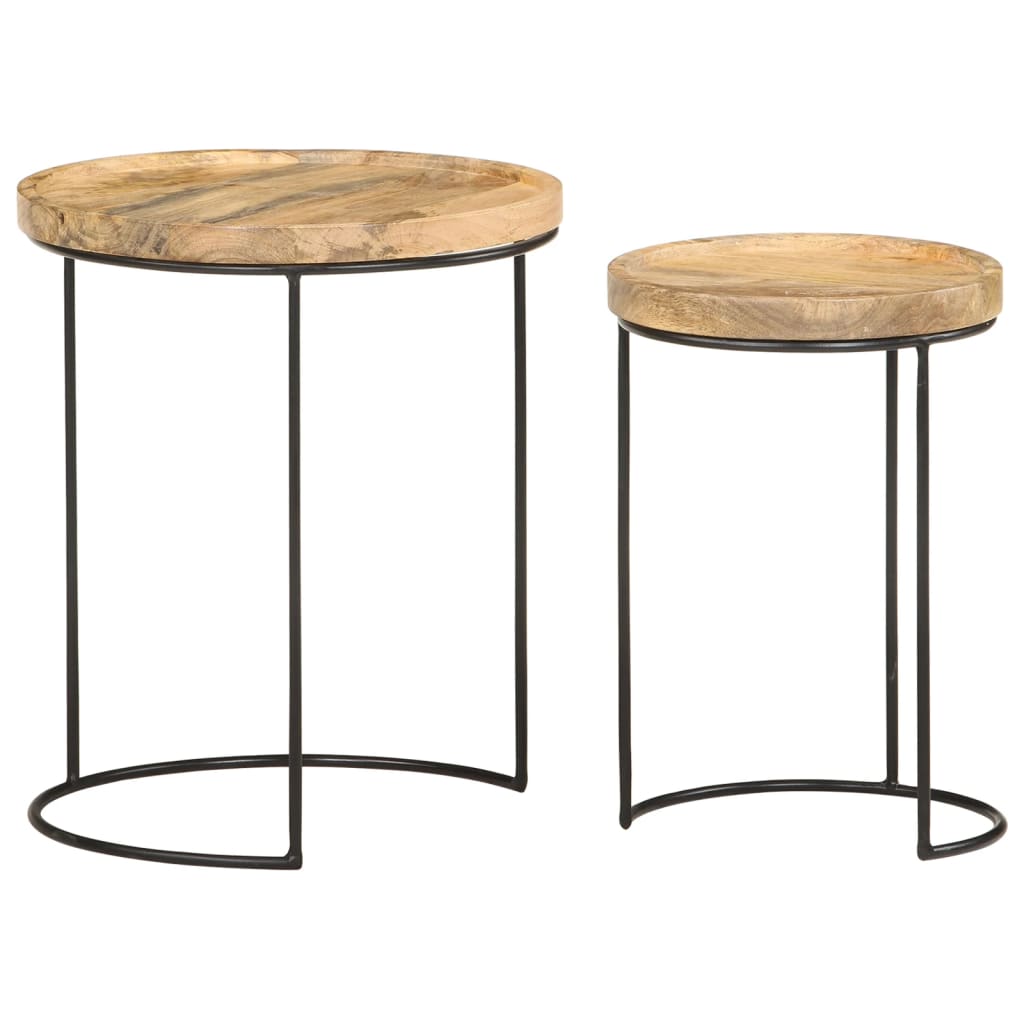 vidaXL 2-tlg. Couchtisch-Set Massivholz Mango und Stahl