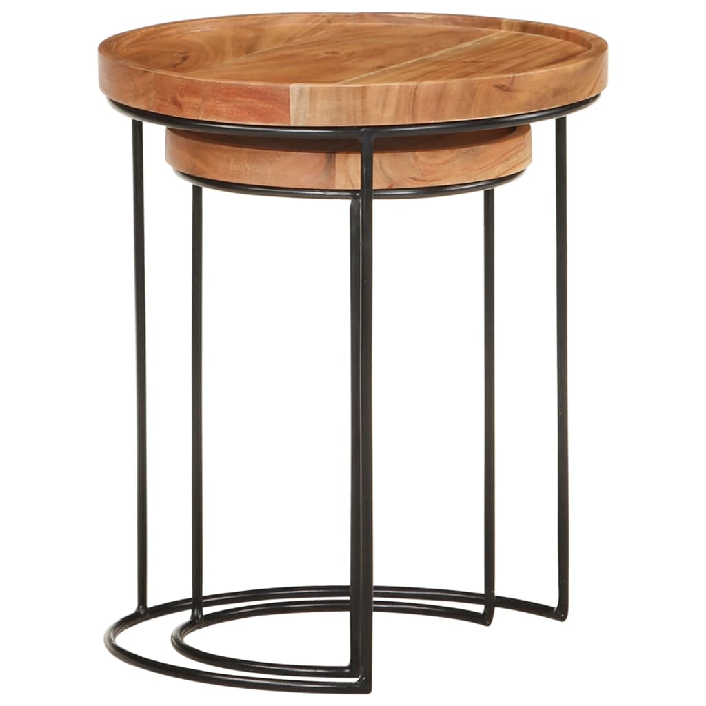 vidaXL 2-tlg. Couchtisch-Set Massivholz Akazie und Stahl