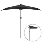 vidaXL Balkon-Sonnenschirm Alu-Mast Schwarz 270x144x222cm Halbrund