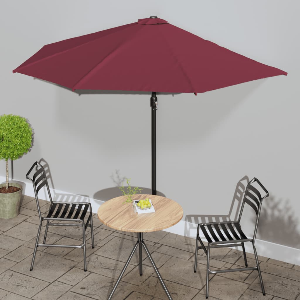 vidaXL Balkon-Sonnenschirm Alu-Mast Schwarz 270x144x222cm Halbrund