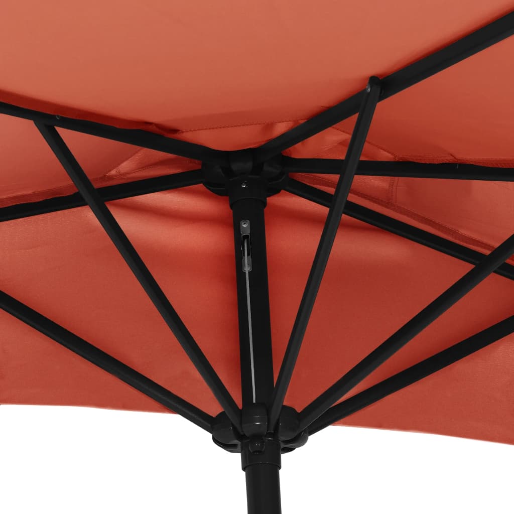 vidaXL Balkon-Sonnenschirm Alu-Mast Terrakotta 300x155x223cm Halbrund