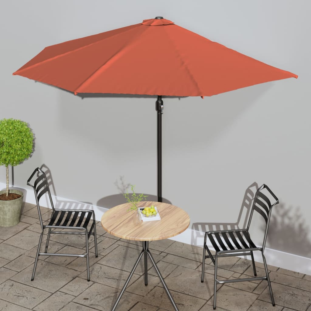 vidaXL Balkon-Sonnenschirm Alu-Mast Terrakotta 300x155x223cm Halbrund