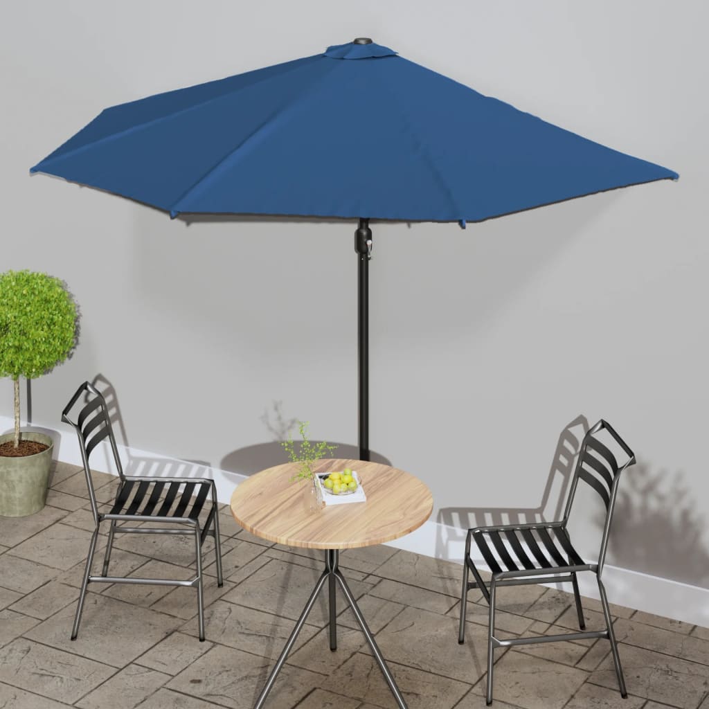 vidaXL Balkon-Sonnenschirm Alu-Mast Schwarz 270x144x222cm Halbrund