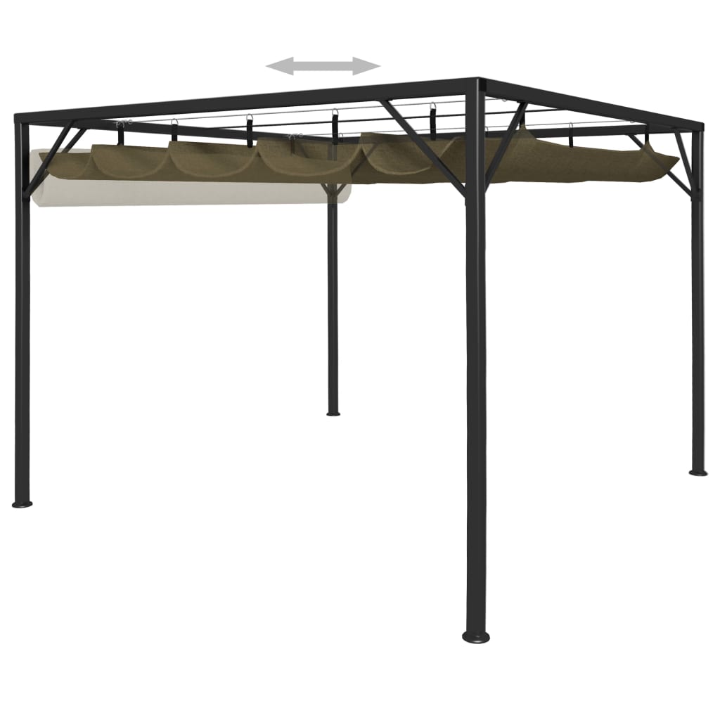 vidaXL Gartenpavillon mit Ausziehbarem Dach 3x3 m Taupe 180 g/m²