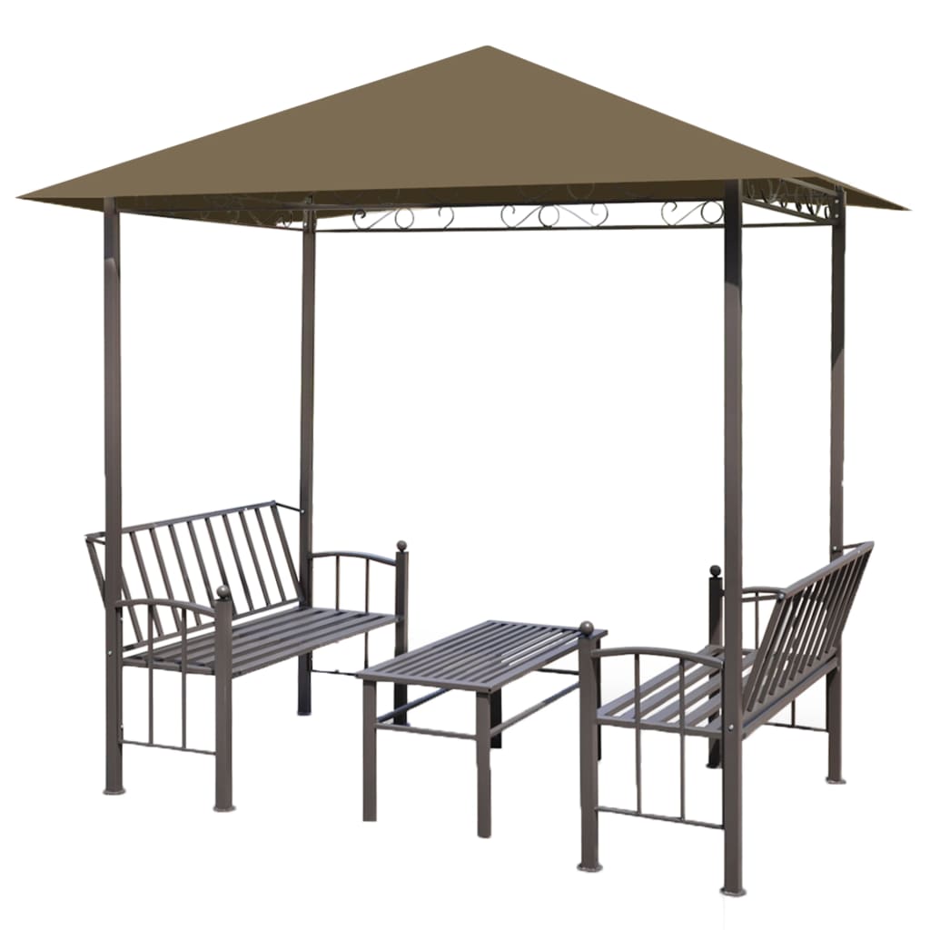 vidaXL Gartenpavillon mit Tisch und Bänken 2,5x1,5x2,4 m Taupe 180 g/m²