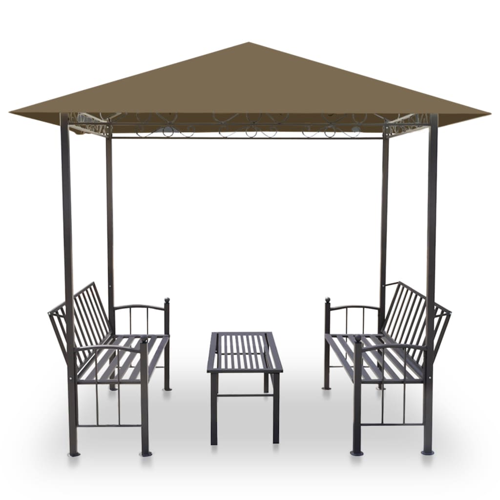 vidaXL Gartenpavillon mit Tisch und Bänken 2,5x1,5x2,4 m Taupe 180 g/m²