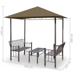 vidaXL Gartenpavillon mit Tisch und Bänken 2,5x1,5x2,4 m Taupe 180 g/m²
