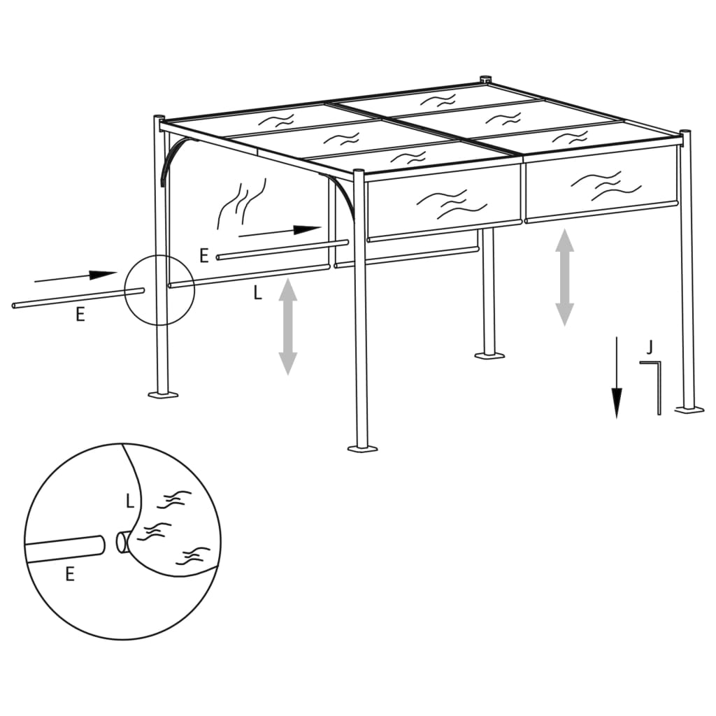 vidaXL Gartenpergola mit Ausziehbarem Dach 3x3 m Taupe 180 g/m²