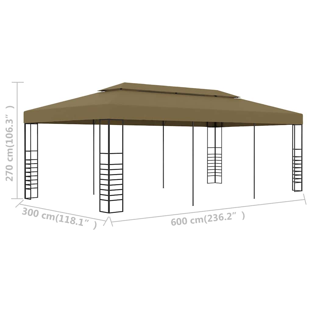 vidaXL Gartenpavillon 6x3x2,7 m Taupe 180 g/m²