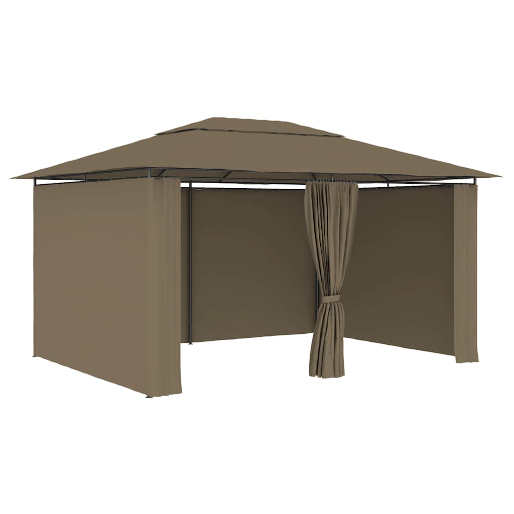 vidaXL Gartenzelt mit Vorhängen 4x3 m Taupe 180 g/m²
