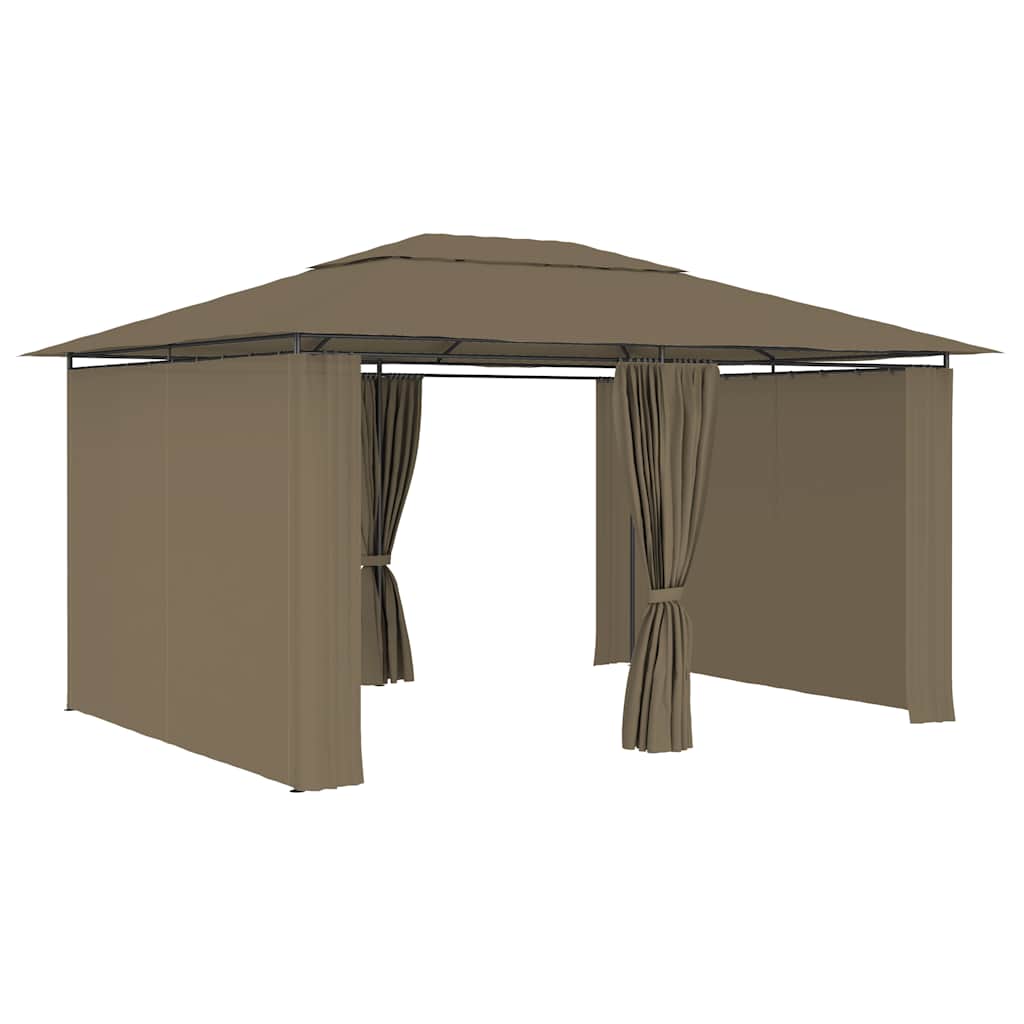 vidaXL Gartenzelt mit Vorhängen 4x3 m Taupe 180 g/m²
