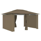 vidaXL Gartenzelt mit Vorhängen 4x3 m Taupe 180 g/m²