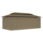 vidaXL Pavillon mit Vorhängen 600x298x270 cm Taupe 180 g/m²