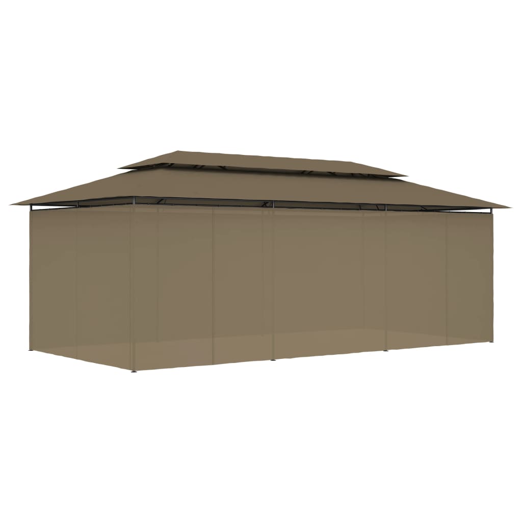 vidaXL Pavillon mit Vorhängen 600x298x270 cm Taupe 180 g/m²