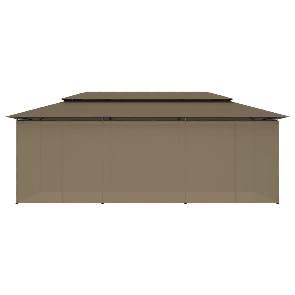 vidaXL Pavillon mit Vorhängen 600x298x270 cm Taupe 180 g/m²