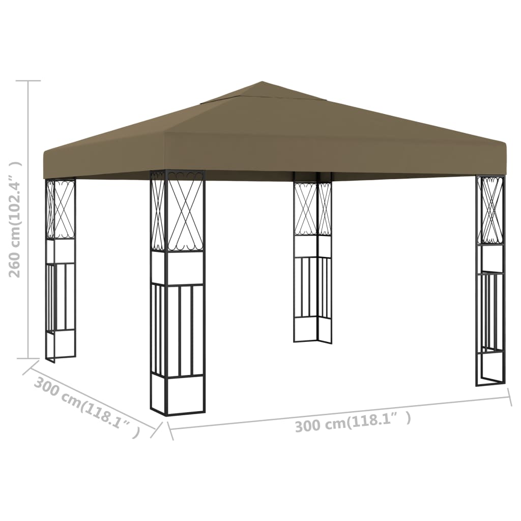 vidaXL Pavillon 3x3 m Taupe Stoff