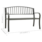 vidaXL Gartenbank 125 cm Stahl Grau