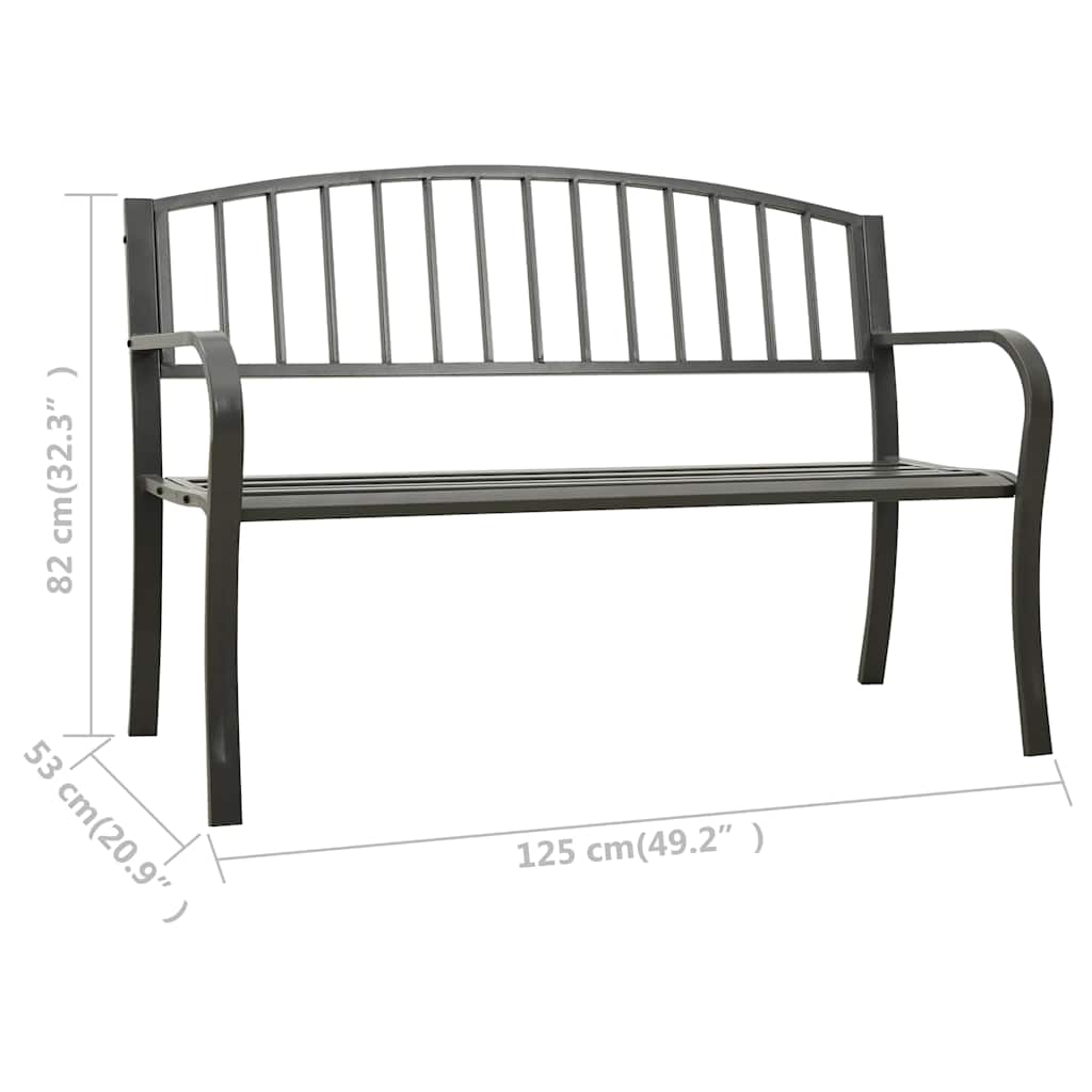 vidaXL Gartenbank 125 cm Stahl Grau