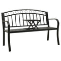 vidaXL Gartenbank mit Tisch 125 cm Stahl Schwarz