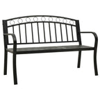 vidaXL Gartenbank mit Tisch 125 cm Stahl Schwarz