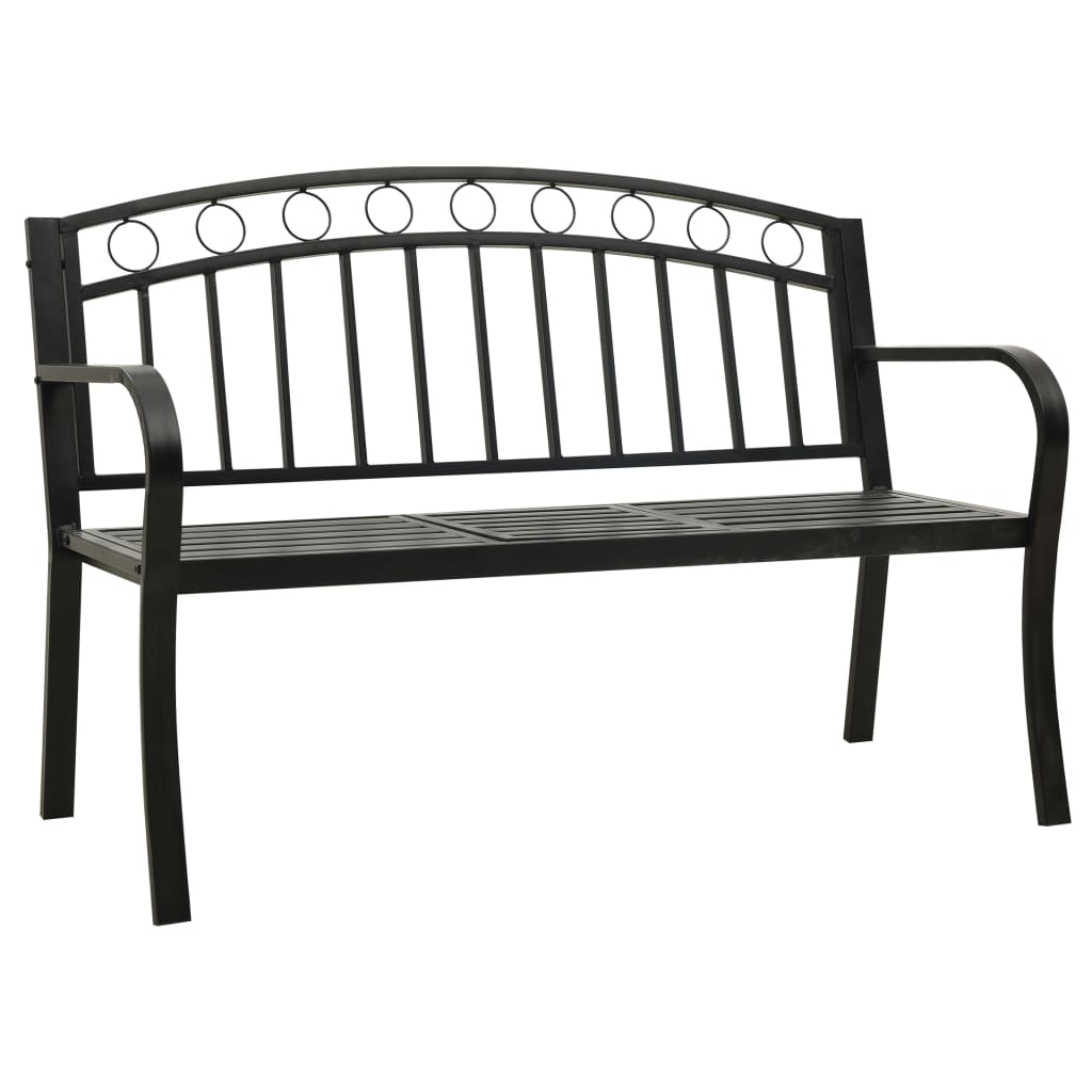 vidaXL Gartenbank mit Tisch 125 cm Stahl Schwarz