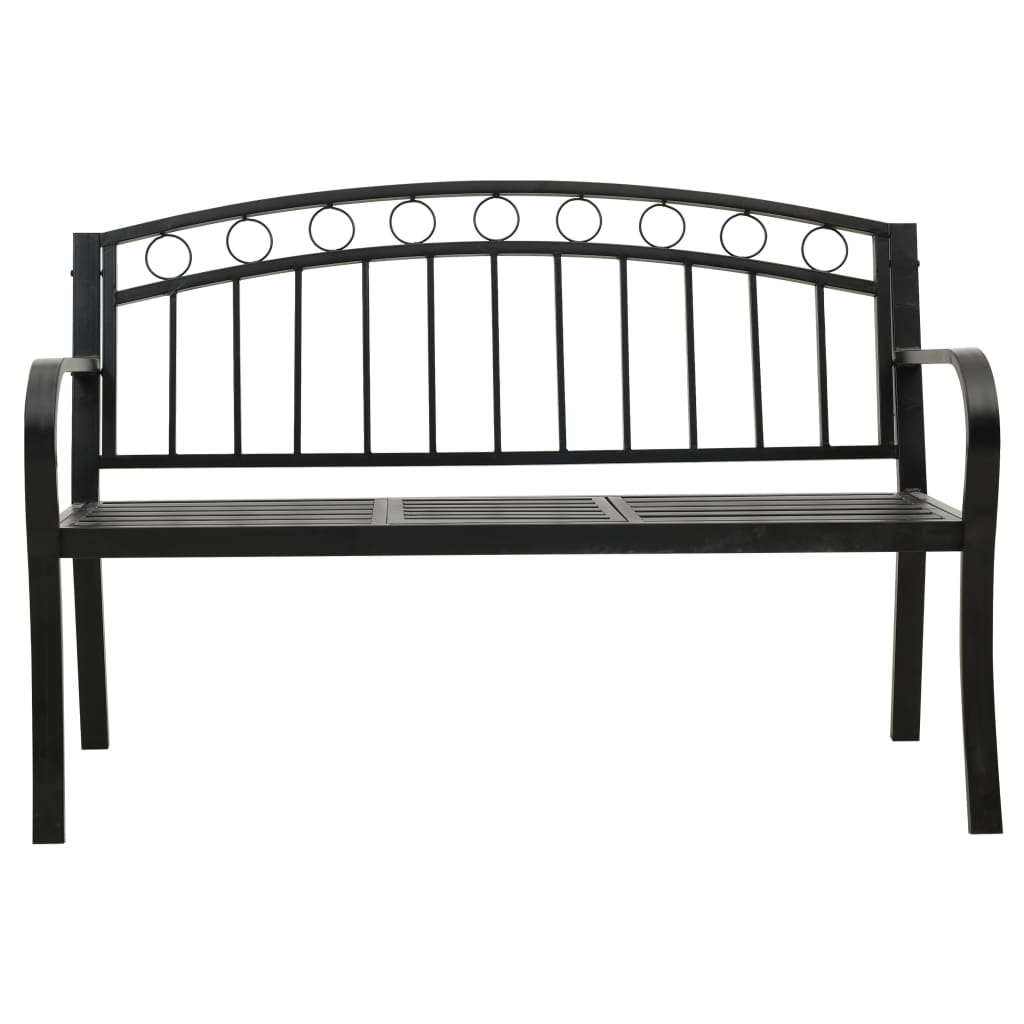 vidaXL Gartenbank mit Tisch 125 cm Stahl Schwarz