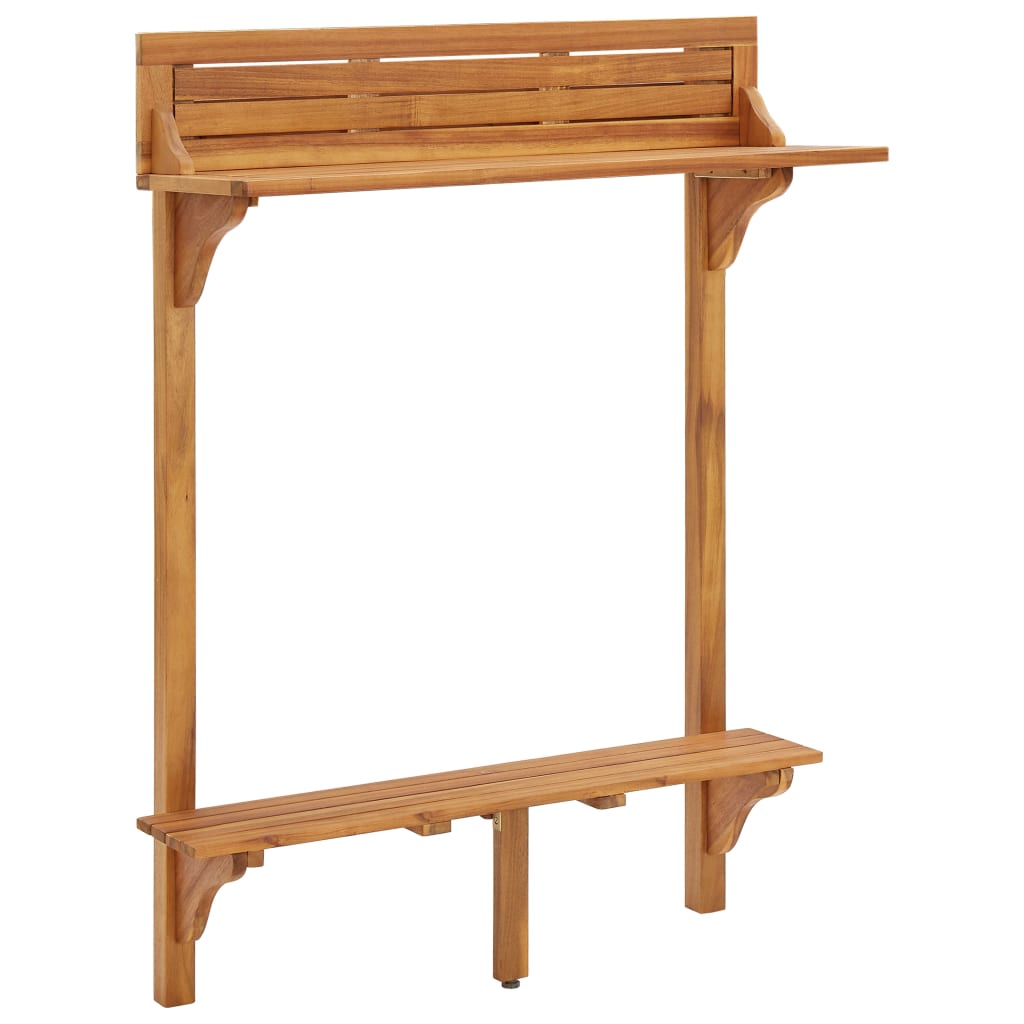 vidaXL Balkon-Stehtisch 90x37x122,5 cm Massivholz Akazie