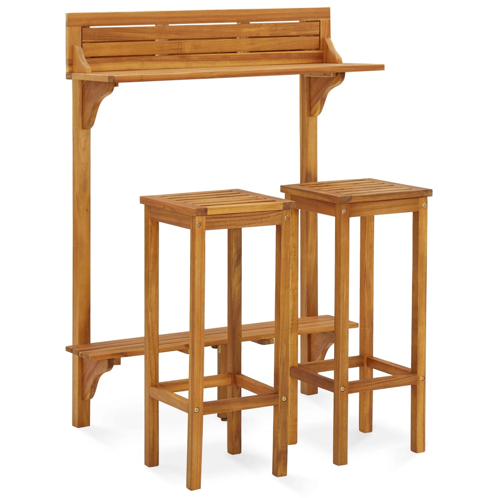 vidaXL 3-tlg. Balkon-Bar-Set Massivholz Akazie
