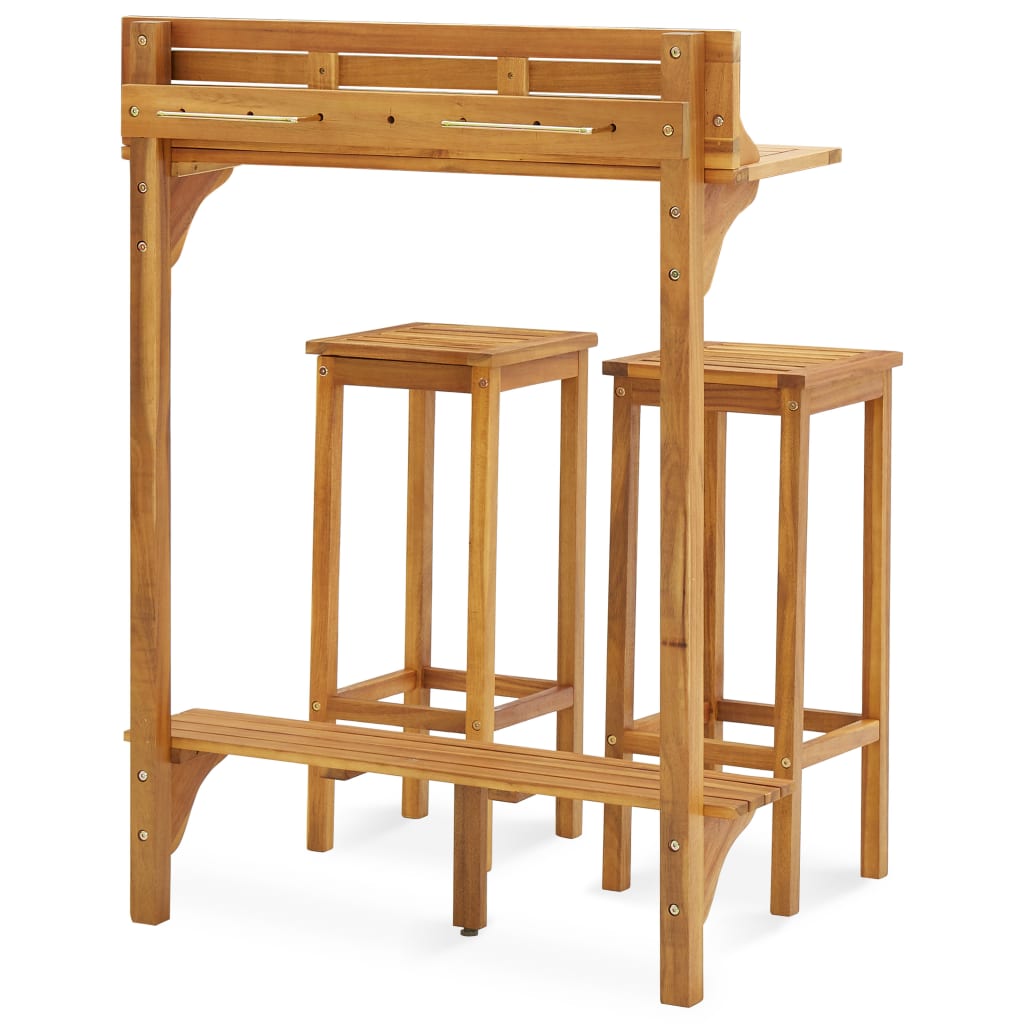 vidaXL 3-tlg. Balkon-Bar-Set Massivholz Akazie