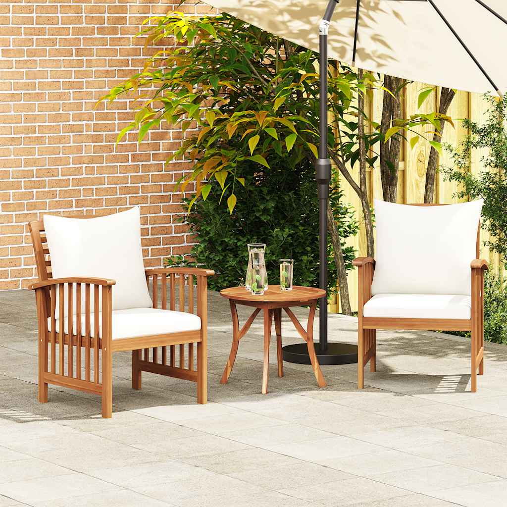 vidaXL Gartenstühle mit Kissen 2 Stk. Akazie Massivholz