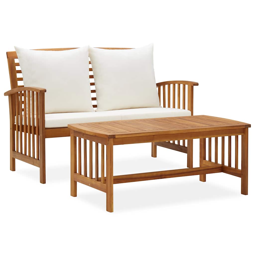 vidaXL 2-tlg. Garten-Lounge-Set mit Kissen Massivholz Akazie
