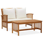 vidaXL 2-tlg. Garten-Lounge-Set mit Kissen Massivholz Akazie