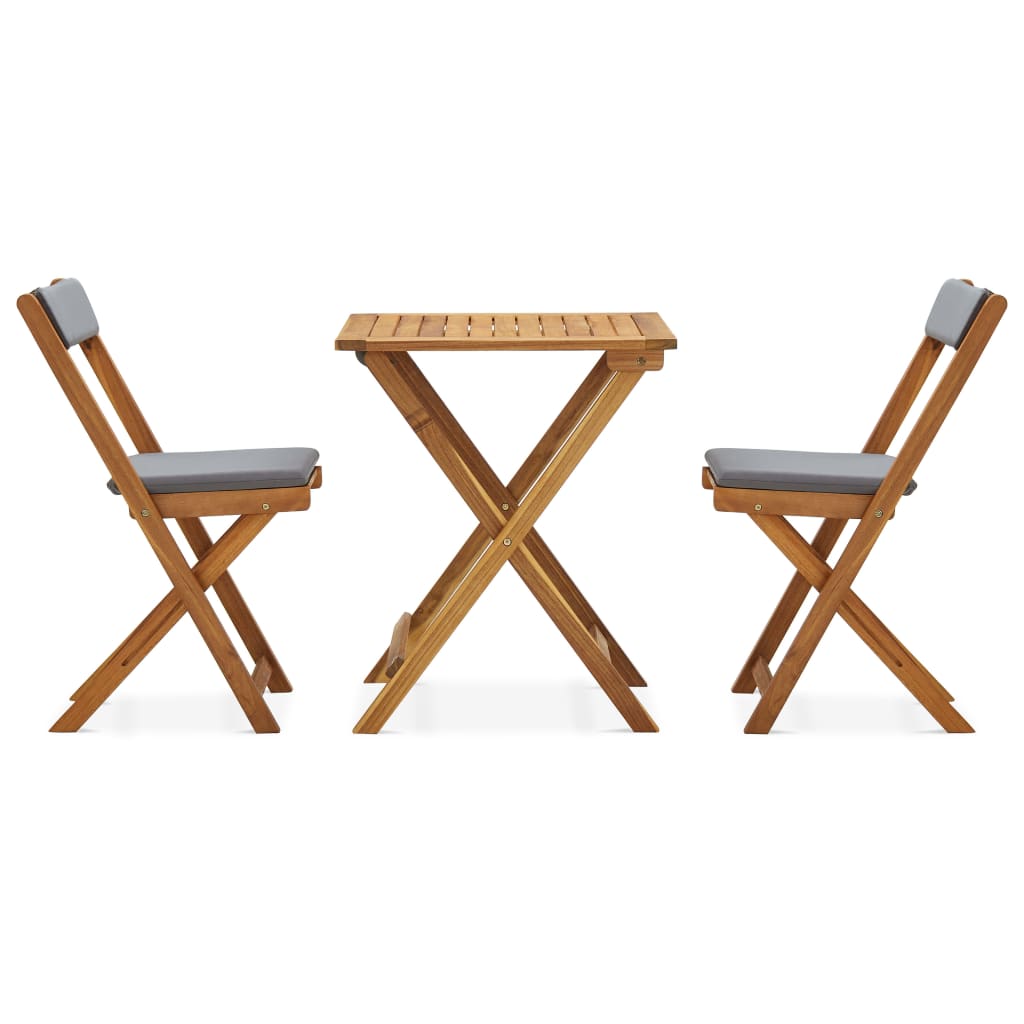 vidaXL 3-tlg. Bistro-Set Klappbar mit Auflagen Massivholz Akazie