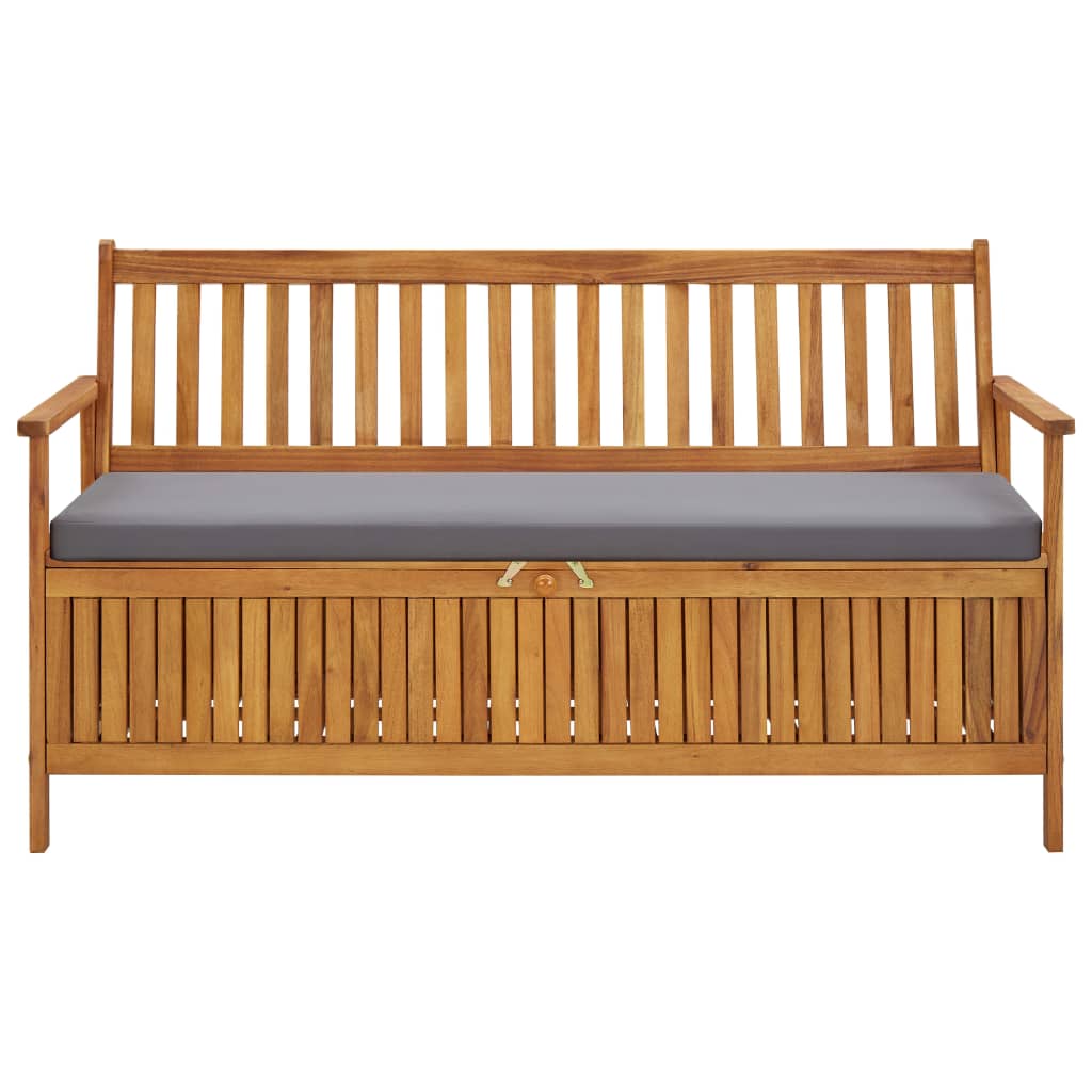 vidaXL Gartenbank mit Stauraum und Auflage 148 cm Massivholz Akazie