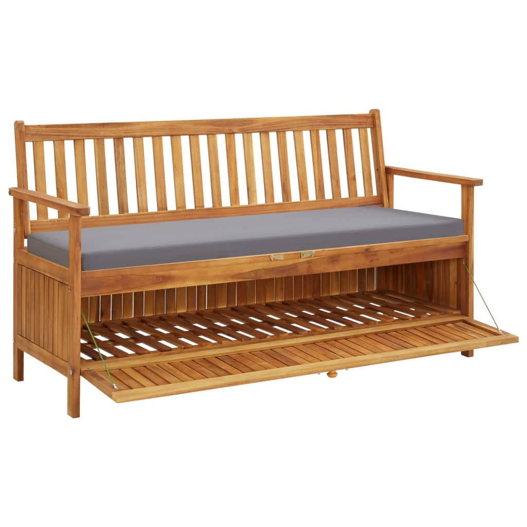 vidaXL Gartenbank mit Stauraum und Auflage 148 cm Massivholz Akazie