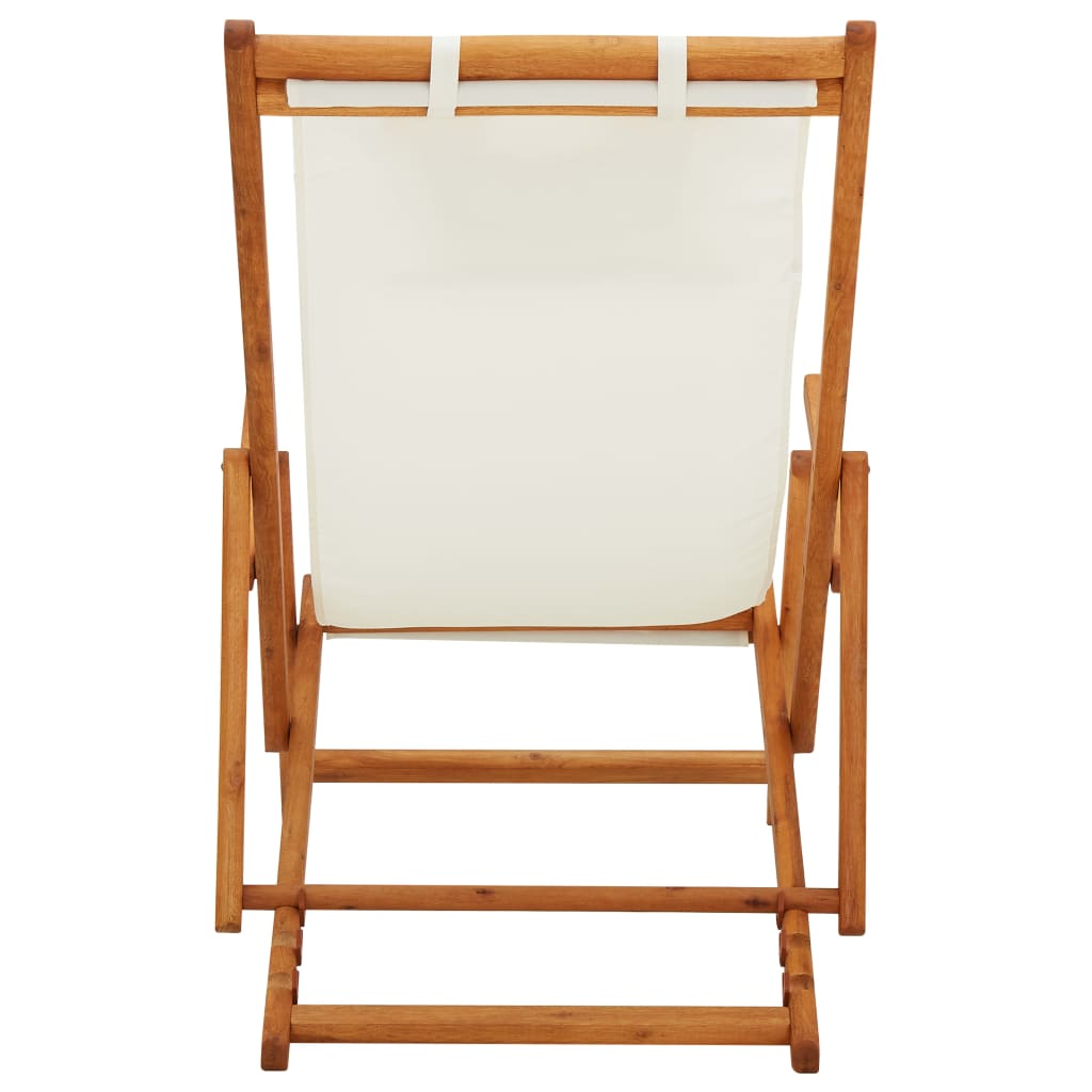 vidaXL Klappbarer Strandstuhl Eukalyptus Massivholz und Stoff Creme