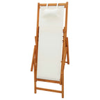 vidaXL Klappbarer Strandstuhl Eukalyptus Massivholz und Stoff Creme