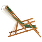 vidaXL Strandstuhl Klappbar Massivholz Eukalyptus und Stoff Grün