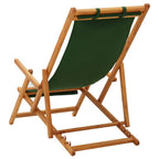 vidaXL Strandstuhl Klappbar Massivholz Eukalyptus und Stoff Grün