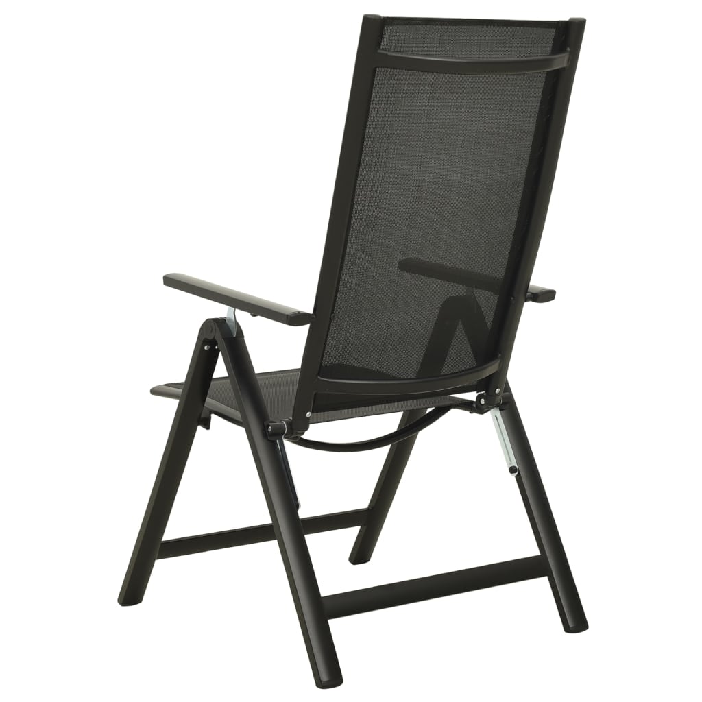 vidaXL Klappbare Gartenstühle 2 Stk. Textilene und Aluminium Schwarz