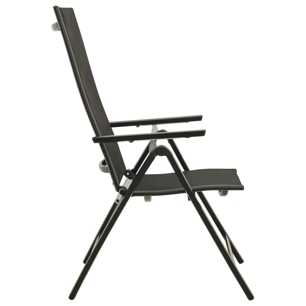 vidaXL Klappbare Gartenstühle 2 Stk. Textilene und Aluminium Schwarz