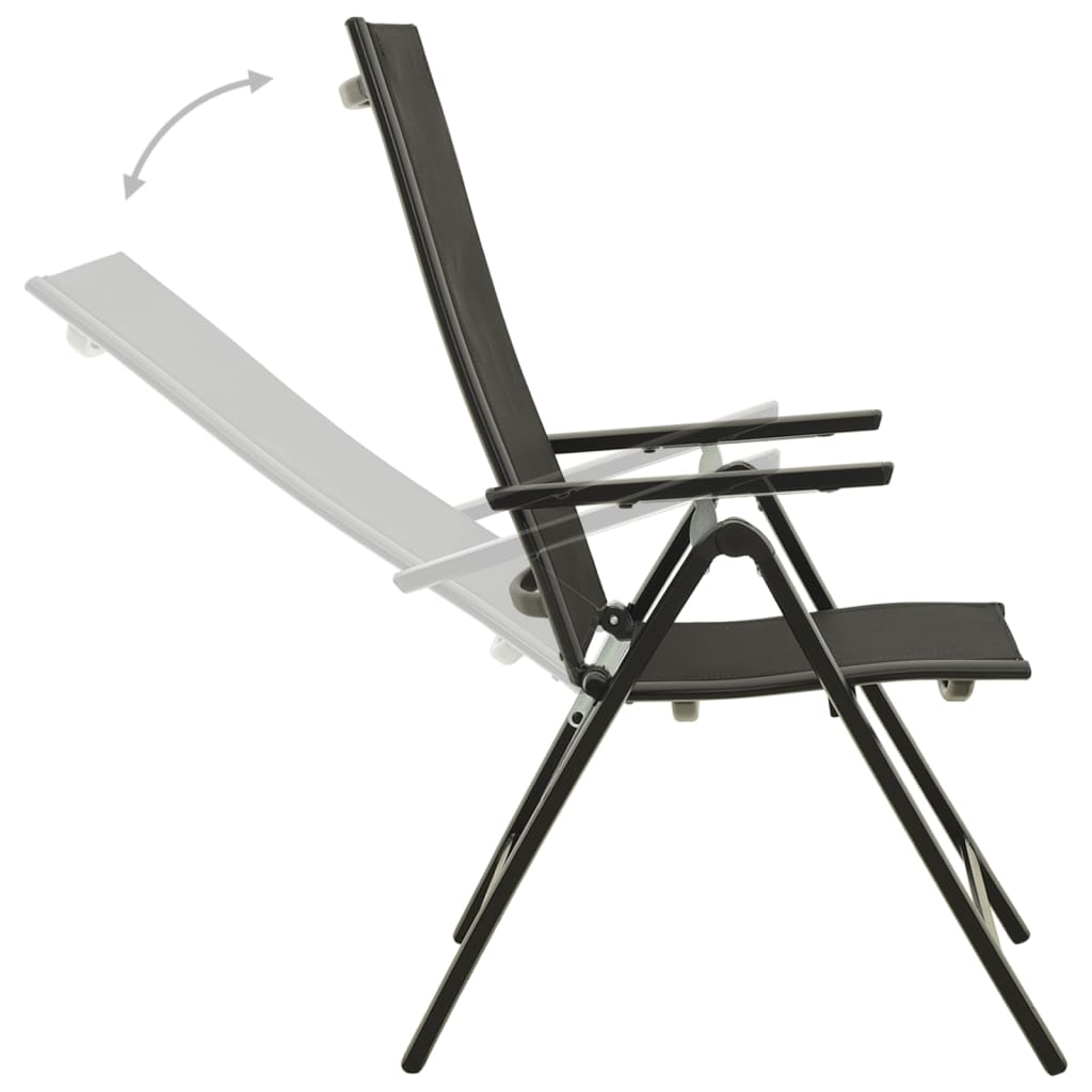 vidaXL Klappbare Gartenstühle 2 Stk. Textilene und Aluminium Schwarz